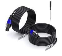 EPYOADO Paquete de 2 cables de altavoz Speakon de 50 pies a macho de 1/4 pulgadas, cable profesional de calibre 12, cable de conexión de 6,35 mm