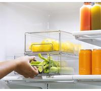 Epzia 1 PIEZA Organizador para frigorífico, grande, transparente, apilable, para cocina, frigorífico, congelador y armario de despensa