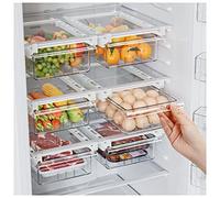 Epzia 2 PIEZA cajones organizadores para frigorífico, estante extraíble para huevos, frutas, verduras, mariscos, apto para estantes de frigorífico de menos de 1,5 cm, apto para frigorífico de 30 a