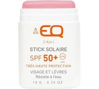 EQ Stick Solar Bio SPF50+ Cara y Labios - Protector solar natural, ecológico - Stick SPF 50 Ideal para Surf, Esquí y Tatuajes - 10 g Tintado frambuesa - Diseñado para deportistas - Fabricado en
