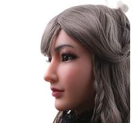 EQAIWUJIE Mascarilla facial realista hecha a mano de silicona para crossdresser transgénero Cosplay Halloween Masquerade (bronce)