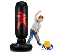 EQARD Saco de Boxeo Hinchable de Niños 62" Bolsa de Boxeo Independiente para Rebote Inmediato Sacos de Boxeo para Practicar Kárate Taekwondo MMA (Negro)