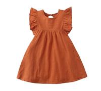 Eqenkely Elegante Vestido de Princesa Fiesta Niñas Algodón y Lino Sin Manga Vestidos Festivo para niños 2-7 Años