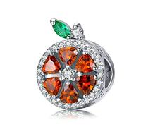 EQEQE Colgante de Plata de Ley, Cuentas for Pulsera, Colgante de Collar de Plata de Ley 925, Cuentas for Pulsera, Fruta, Pomelo Rojo, Naranja, Cristal.