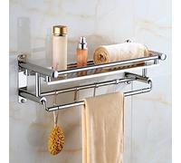 EQHAIR Colgador Toalla Baño, Toallero Multifunción 304 De Acero Inoxidable para Almacenamiento De Toallas De Baño Montado En La Pared, Adecuado para Baño-Cocina(Instalación De Doble Uso) (A 50cm)