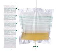 Eqivei 5pcs Bolsa de Orina de 3000ml, Bolsa de Recogida de Orina con Película Antirreflujo, Bolsas de Drenaje de Orina para Catéter con 2 Correas de tela, Válvula y Drenaje en T