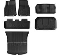 EQJSHL Alfombrillas Antideslizantes para El Suelo del Coche para Tesla para Model 3 Y 2019-2024 Juego De Alfombrillas A Medida con Respaldo(Negro 5)