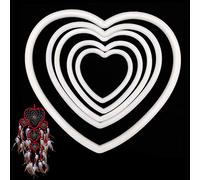 EQLEF Aro Atrapasueños Grande, 10 Piezas Dream Catcher Hoop Plastic, Anillo de macramé en Forma de corazón Blanco para tamaños DIY Crafting-5