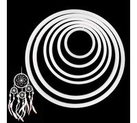 EQLEF Aro Atrapasueños Grande, 6 Piezas de plástico Dream Catcher Hoop Plastic, Anillo Redondo Blanco de macramé para tamaños DIY Crafting-6