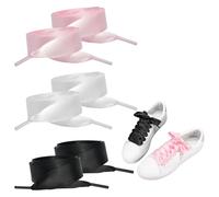 EQLEF Cordones Zapatos 3 Pares, Vestido Suave de Alta Gama Ribbon Shoe Laces120cm Cinta, Para 5-6 Ojos, Cordones de Satén Lisos y Elegantes, Para Lona, Zapatos Planos y Zapatillas Deportivas