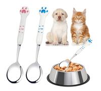 EQLEF Cuchara de Comida para Mascotas, Cuchara de Lata de Gato de Pata Cuchara de Perro de Acero Inoxidable para Alimentar Comida húmeda para Mascotas (Rosa, azul)