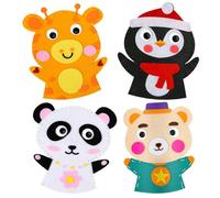 EQLEF Kit Costura Niños Manualidades, 4pcs Coser Kit Costura Infantil Manualidades Fieltr Marionetas de Mano Para Niños Y Niñas de Primaria (B)