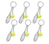 EQLEF Llavero de Raqueta de Tenis, Llavero de Metal Creativo Llavero de Deporte Llavero de Pelota de Tenis (6 Piezas)