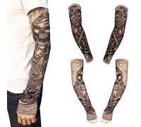 EQLEF Manga Tatuajes Brazo para Hombres, Mangas de Tatuajes temporales Falsos Suaves Cubren Medias Brazo Fundas de protección Solar Ciclismo y conducción de básquetbol Halloween - 2 Pares