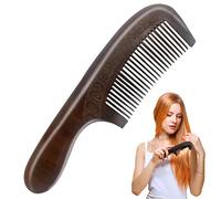 EQLEF Peine Madera, melocotón natural Peine de pelo de grabado de doble cara con mango Masaje saludable Peines antiestáticos