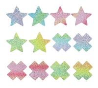 EQLEF Pezoneras Sexy Mujer, 12 Pegatinas de Pezones Brillantes Crema de Pezones Autoadhesiva Cruzada en Forma de Estrella Crema de Pezones Invisibles Parches de Pezones (Colorido)