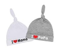 EQLEF Sombrero de Gorrita Tejida para niños pequeños Gorro de Gorrita Tejida de Punto, Lindo Sombrero para bebés bebés, Amo a mamá/papá, Gorro de bebé, Paquete de 2