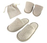EQLEF Zapatillas de viaje para mujeres y hombres con bolsa de almacenamiento, 1 par de zapatillas de spa plegables(Beige, Sistema tallas calzado EU, Adulto, Mujer, Números (rango), mediano, 36, 38)