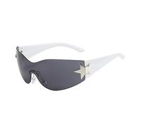 EQNSMDTGZ Gafas De Sol Mujer Gafas de sol con protección solar Street Pentagram Vintage Personalizado(Blanco)