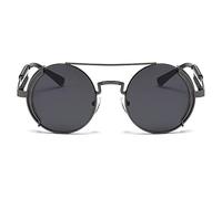 EQNSMDTGZ Gafas De Sol Mujer Metal Double Spring Leg Glasses Colorful Street Shot Sunglasses Vintage Personalizado(Gun Grey)