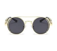 EQNSMDTGZ Gafas De Sol Mujer Metal Double Spring Leg Glasses Colorful Street Shot Sunglasses Vintage Personalizado(Gold Grey)