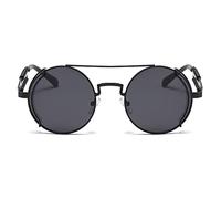 EQNSMDTGZ Gafas De Sol Mujer Metal Double Spring Leg Glasses Colorful Street Shot Sunglasses Vintage Personalizado(Black Grey)