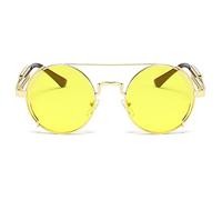 EQNSMDTGZ Gafas De Sol Mujer Metal Double Spring Leg Glasses Colorful Street Shot Sunglasses Vintage Personalizado(Gold Yellow)