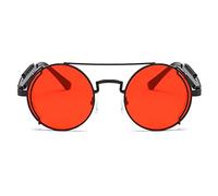 EQNSMDTGZ Gafas De Sol Mujer Metal Double Spring Leg Glasses Colorful Street Shot Sunglasses Vintage Personalizado(Black Red)