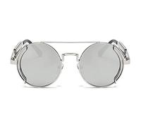 EQNSMDTGZ Gafas De Sol Mujer Metal Double Spring Leg Glasses Colorful Street Shot Sunglasses Vintage Personalizado(Silver)