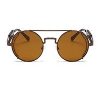 EQNSMDTGZ Gafas De Sol Mujer Metal Double Spring Leg Glasses Colorful Street Shot Sunglasses Vintage Personalizado(Tea)