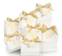 EQOREIIN Bolsas de regalo pequeñas, paquete de 70 bolsas de agradecimiento de 4.5 x 1.8 x 3.9 pulgadas, bolsa de regalo de papel blanco con cinta de lazo, bolsas de regalo extra pequeñas a granel para