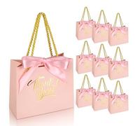 EQOREIIN Paquete de 30 bolsas de regalo de agradecimiento con asas de 5.5 x 2.4 x 4.7 pulgadas, bolsas de regalo pequeñas con cinta de lazo, bolsas de regalo de papel a granel para baby shower, boda,