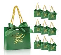 EQOREIIN Paquete de 60 bolsas pequeñas de regalo de agradecimiento con asas de 5.5 x 2.4 x 4.7 pulgadas, mini bolsas con cinta de lazo, bolsas de regalo de papel a granel para graduación, baby shower,