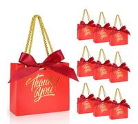 EQOREIIN Paquete de 60 bolsas pequeñas de regalo de agradecimiento con asas de 5.5 x 2.4 x 4.7 pulgadas, bolsas de regalo con cinta de lazo, bolsas de regalo de papel a granel para baby shower, boda,