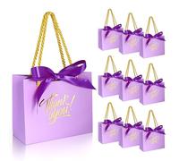 EQOREIIN Paquete de 60 bolsas pequeñas de regalo de agradecimiento con asas de 5.5 x 2.4 x 4.7 pulgadas, bolsas de regalo con cinta de lazo, bolsas de regalo de papel a granel para baby shower, boda,