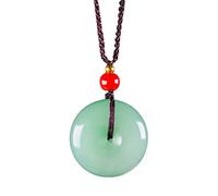EQQHJL Colgante de Talla de Jade, Colgante de jadeíta, Collar con Colgante de Donut Piedras Preciosas Jade Verde Natural la India for Hombre y Mujer