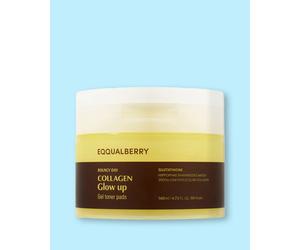 Eqqualberry Discos tonificantes faciales con colágeno y efecto iluminador Collagen Glow Up Gel Toner Pad - 140 ml / 60 ud