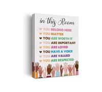 Equality and Diversity Wall Art Watercolor Canvas Painting Inspirational Inclusion Artwork for Classroom Office Decor Unity Wall Decor and Gifts(Unframed,12x18inch(30x45cm))