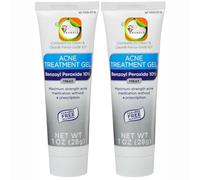 Equate - Paquete de 2 gel de tratamiento para el acné con peróxido de benzoilo al 10 %, potente combo de cuidado de la piel para una piel clara, radiante y sin acné + Crear adhesivo