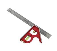 Équerre combinée Faithfull 300 mm (12 po) - Outil de mesure et de traçage multifonction avec règle en acier inoxydable, niveau à bulle et pointe à tracer pour le travail du bois et du métal