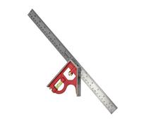 Équerre combinée Faithfull 400 mm (16 po) - Outil de mesure et de traçage multifonction avec règle en acier inoxydable, niveau à bulle et pointe à tracer pour le travail du bois et du métal