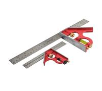Équerre combinée Faithfull (lot de 2) 150 mm et 300 mm - Ensemble multifonction d'outils de mesure et de traçage avec règle en acier inoxydable, niveau à bulle et pointe à tracer