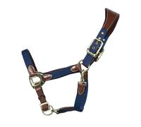 EQuest Cabestro Unique para Caballos - Latón Finish, Coñac/Marino - L Warmblut