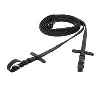 EQUESTRIAN QUEEN Ergo - Riendas de goma antideslizantes de 18 mm con tope y botones de mariposa, hebillas de acero inoxidable, mango antideslizante (negro, pony)