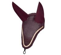 EQUESTRIAN QUEEN Mosca de algodón con orejas elásticas, ribete brillante, protege contra insectos y ruidos, agarre cómodo, aspecto elegante (burdeos, completo)