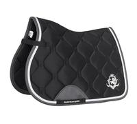 EQUESTRIAN QUEEN Riga 24AW - Manta para silla de montar transpirable y amortiguadora para doma y versatilidad, elegante, acolchado, fácil de limpiar, tamaño completo, Riga 24AW (negro, versatilidad)