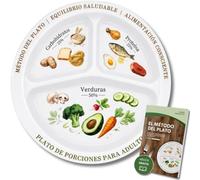 EQUIK PRODUCTS Plato Harvard Adulto de Melamina con 3 Compartimentos - Método del Plato y Control de Porciones | Alimentación Saludable, Pérdida de Peso y Nutrición Equilibrada + Ebook Incluido