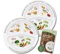 EQUIK PRODUCTS Plato Harvard para Adultos con 3 Compartimentos, Melamina, 25 cm, Método del Plato, Control de Porciones (Paquete de 2 platos)