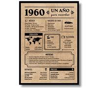 EQUIK PRODUCTS Póster de Aniversario 65 años | Regalo de 65 Cumpleaños | Año de Nacimiento 1960 | hombre, mujer | Tarjeta Vintage | Cartel Decorativo Fiesta (1960)