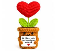EQUIK PRODUCTS Regalo Compañera de Trabajo - Corazón de Crochet/Ganchillo “La Vida es Mejor con compañeras como tú” | Regalo Original para Oficina, Escritorio, Despedida, Jubilación y Amigo Invisible